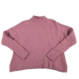 Madewell Ribbed Mock Neck Sweater Pink Recycled Cashmere Wool Blend Size S